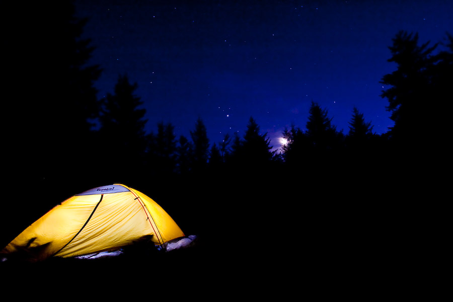 Campsite at night in the Dolly Sods Wilderness Area