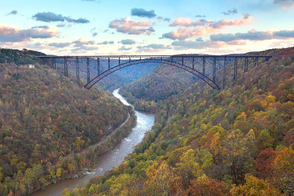 New river gorge bridge towers majestically about the New River