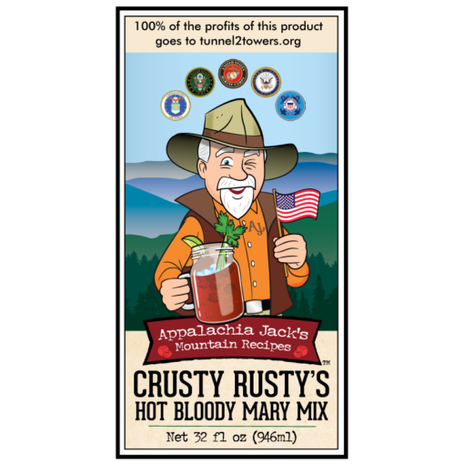 Crusty Rusty's Hot Bloody Mary Mix for Tunnels to Towers Label